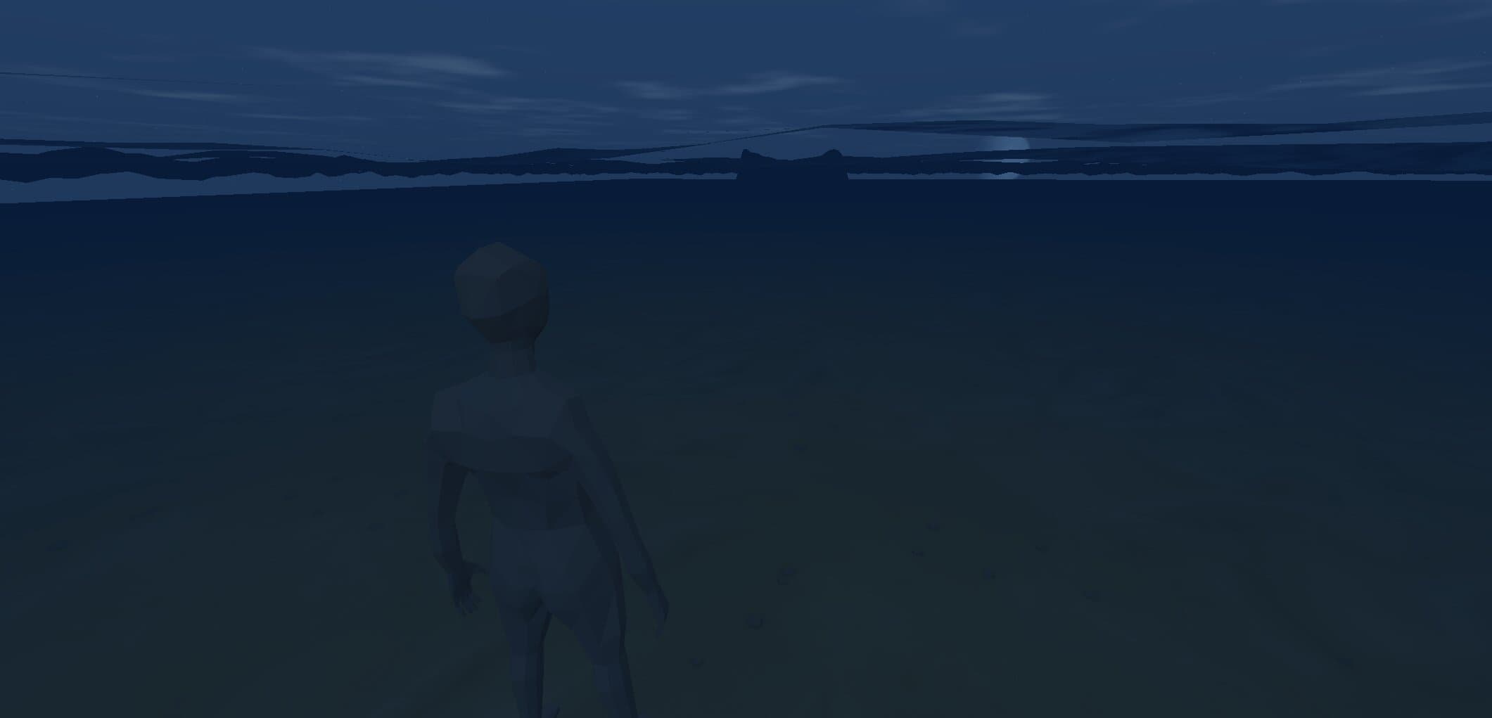 A character at the water's edge